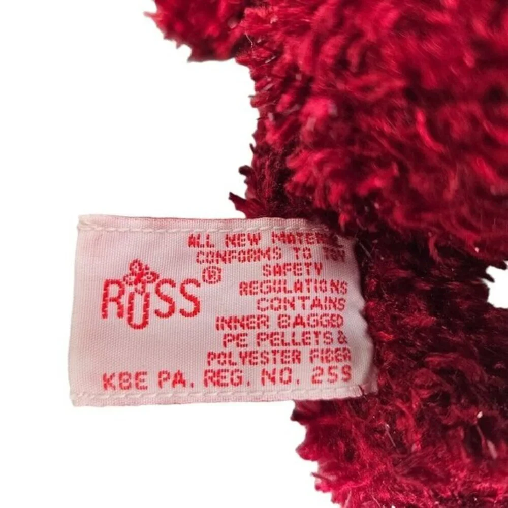 Russ Berrie Christmas Moose Twinkle Burgundy Chenille Plush Velvet Green Antlers